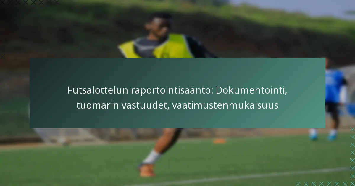 Futsalottelun raportointisääntö: Dokumentointi, tuomarin vastuudet, vaatimustenmukaisuus